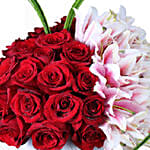 Red Roses & Pink Lilies Arrangement- Deluxe