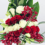 Red & White Flowers Vase- Premium