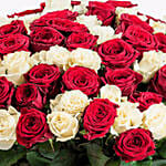 Red & White Roses Bunch- Deluxe