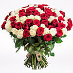 Red & White Roses Bunch- Premium