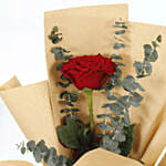 Single Red Rose Paper Wrap & Godiva Chocolates