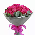 Dark Pink Roses Bunch & Ferrero Rocher 12 Pcs