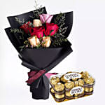 Mixed Roses Posy & Ferrero Rocher 16 Pcs