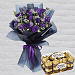 Purple Lisianthus & Ferrero Rocher 16 Pcs