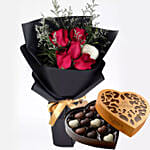 Romantic Red Roses & Godiva Chocolates 500 gms