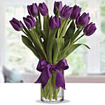 Royal Purple Tulips & Godiva Chocolates 250 gms