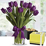 Royal Purple Tulips & Patchi Chocolates 750 gms