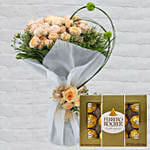 Spray Roses Bouquet & Ferrero Rocher 12 Pcs