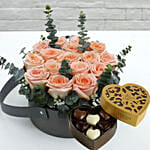 Sweet Pink Roses & Godiva Chocolates 250 gms