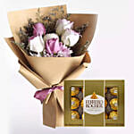 White Purple Flowers & Ferrero Rocher 12 Pcs