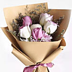 White Purple Flowers & Godiva Chocolates 250 gms