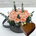 Heart Shaped Cake with Light Pink Roses