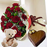 Heart Shaped Cake with Red Roses