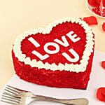 I Love You Red Velvet Cake And Roses Basket