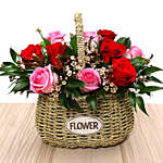 I Love You Red Velvet Cake And Roses Basket