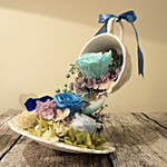 Blue Colour Flower Pouring Tea Cup