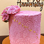 Happy Anniversary Pink Rose Vanilla Cake