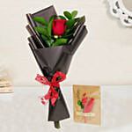 Red Rose Bouquet & Handmade Greeting Card