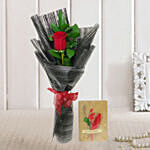 Single Rose Bouquet & Handmade Greeting Card