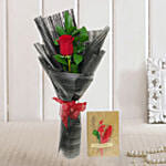 Single Rose Bouquet & Handmade Greeting Card