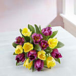 Blissful Mixed Tulips Glass Vase Arrangement