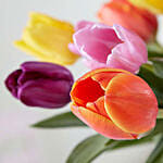 Blissful Mixed Tulips Glass Vase Arrangement