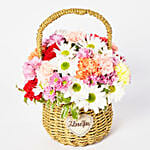 Exotic Mixed Flowers Cane Basket Arrangement