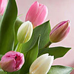 Serene Mixed Tulips Glass Vase Arrangement