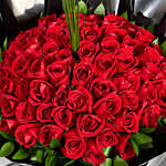 بوكيه ورد 75 وردة جورية حمراء في غلاف أنيق وببيونة