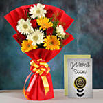 Mix Gerbera Bouquet & Handmade Get Well Soon Card