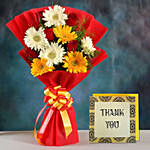 Mix Gerbera Bouquet & Handmade Thank You Card