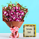 Purple Orchid Bouquet & Handmade Thank You Card