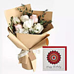 Sweet Roses Bouquet With Handmade Birthday Card