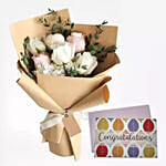 Sweet Roses Bouquet With Handmade Congratulations Card