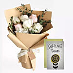 Sweet Roses Bouquet With Handmade Get Well Soon Card
