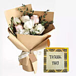 Sweet Roses Bouquet With Handmade Thank You Card