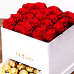 Classic Red Roses Arrangement In White Box