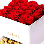 Classic Red Roses Arrangement With Triple Chocolate Cake