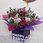 Birthday Flower Arrangement With Balloon