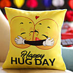 Happy Hug Day Printed Emoji Cushion