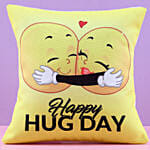 Happy Hug Day Printed Emoji Cushion