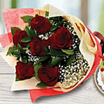 Crunchy Chocolate Hazelnut 1 Kg Cake & Red Roses