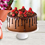 Dripping Chocolate Half Kg Cake With Orchids