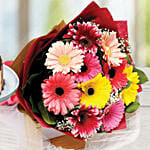 Gerbera Bouquet With 1.5 Kg Butterscotch Cake