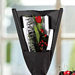 Red Tulip With Half Kg Black Forest Cake