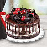 Red Tulip With Half Kg Black Forest Cake