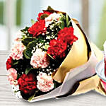 Carnation Bouquet & Red Velvet Half Kg Cake