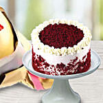 Carnation Bouquet & Red Velvet Half Kg Cake