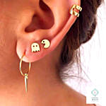 Pac Man Silver Earring Gold Color