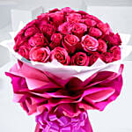 Dark Pink Roses With Godiva Chocolate Box